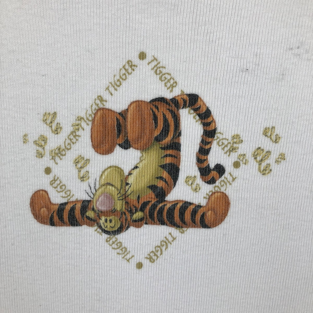 2000'S THE DISNEY STORE TIGGER character print T-shirt, made in USA, women's size L equivalent. cotton white type Vintage Second Hand