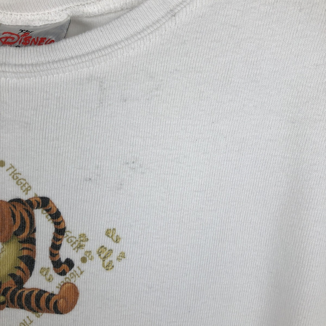 2000'S THE DISNEY STORE TIGGER character print T-shirt, made in USA, women's size L equivalent. cotton white type Vintage Second Hand