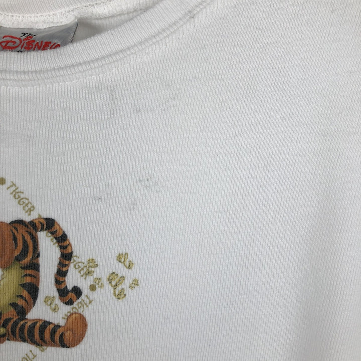 2000'S THE DISNEY STORE TIGGER character print T-shirt, made in USA, women's size L equivalent. cotton white type Vintage Second Hand