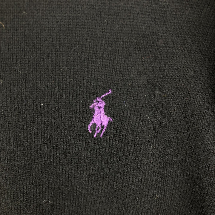 Ralph Lauren POLO by Ralph Lauren V-neck lambswool knit sweater, men's size M Lamb wool black type Vintage Second Hand