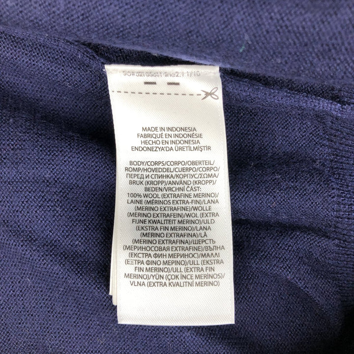 Ralph Lauren POLO RALPH LAUREN Washable Merino Wool V-neck Wool Knit Sweater, Men's XL wool navy blue type Vintage Second Hand