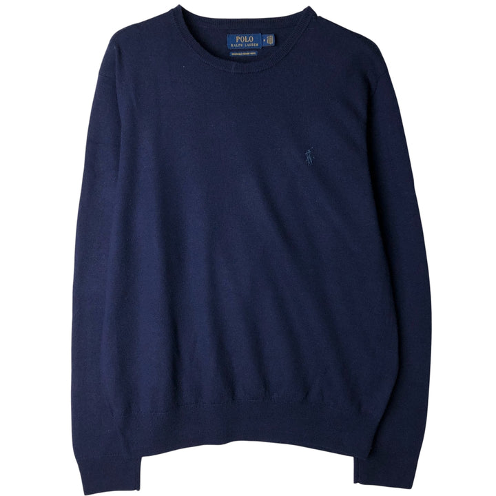 Ralph Lauren POLO RALPH LAUREN Washable Merino Wool Knit Sweater, Men's Size M wool navy blue type Vintage Second Hand