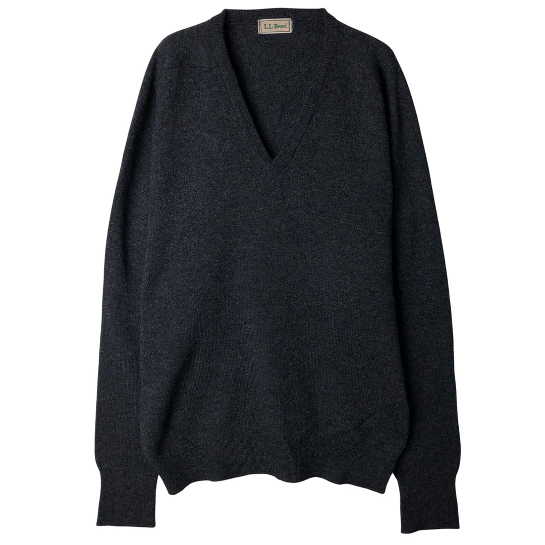 90'S LLBean V-neck knit sweater, men's size L, vintage unclear black type Vintage Second Hand