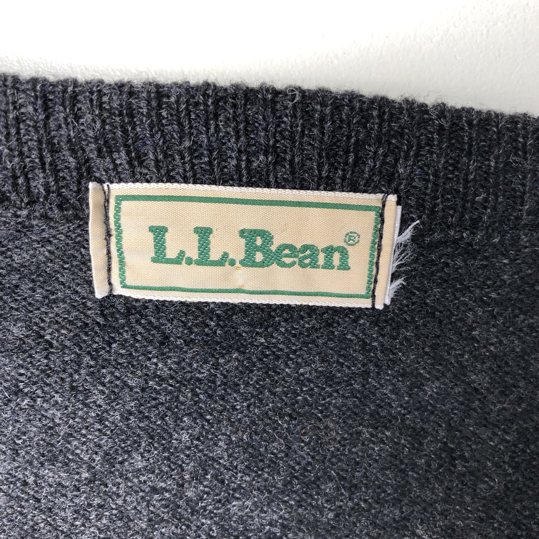 90'S LLBean V-neck knit sweater, men's size L, vintage unclear black type Vintage Second Hand