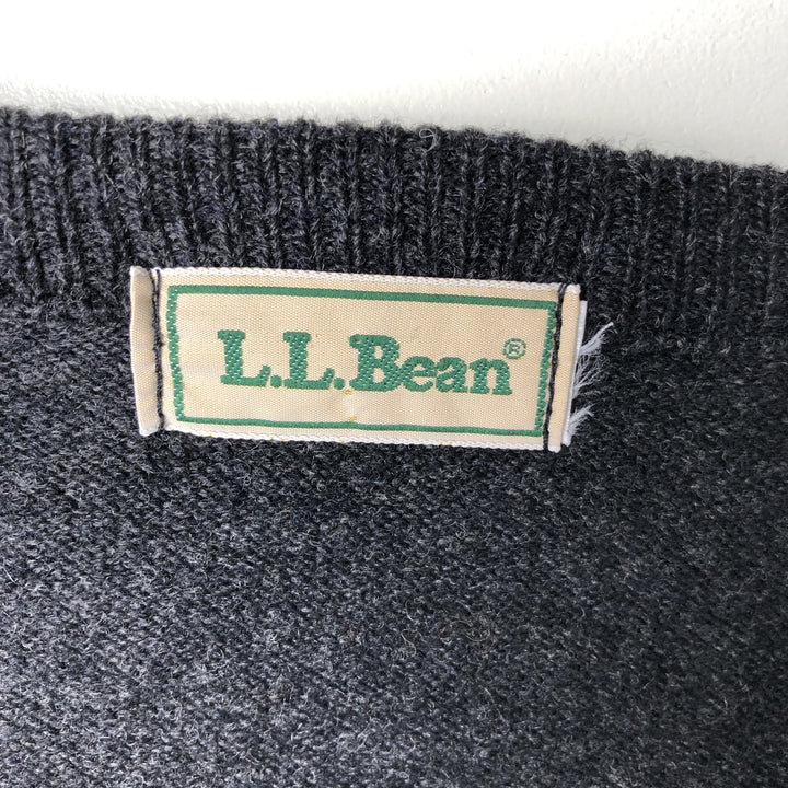 90'S LLBean V-neck knit sweater, men's size L, vintage unclear black type Vintage Second Hand