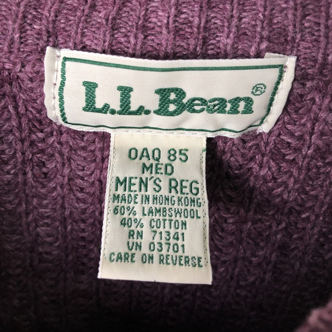 Vintage 1990'S LLBean ribbed lambswool knit sweater, size M, men's Lamb wool Purple type red-purple Vintage Second Hand