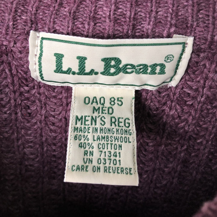 Vintage 1990'S LLBean ribbed lambswool knit sweater, size M, men's Lamb wool Purple type red-purple Vintage Second Hand