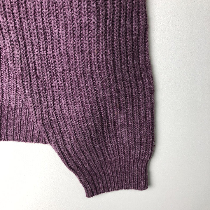 Vintage 1990'S LLBean ribbed lambswool knit sweater, size M, men's Lamb wool Purple type red-purple Vintage Second Hand