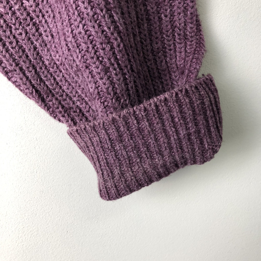 Vintage 1990'S LLBean ribbed lambswool knit sweater, size M, men's Lamb wool Purple type red-purple Vintage Second Hand