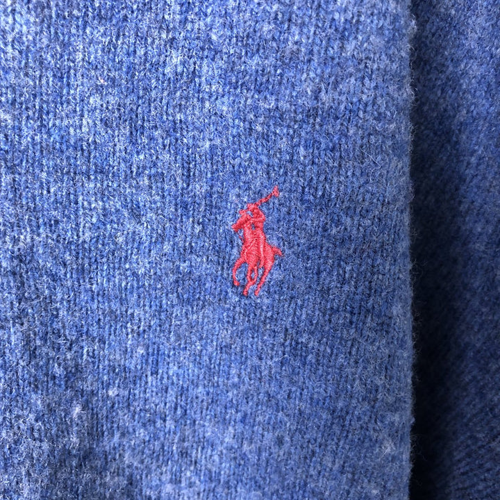 Ralph Lauren POLO by Ralph Lauren V-neck lambswool knit sweater, men's size XL Lamb wool Blue type light blue Vintage Second Hand