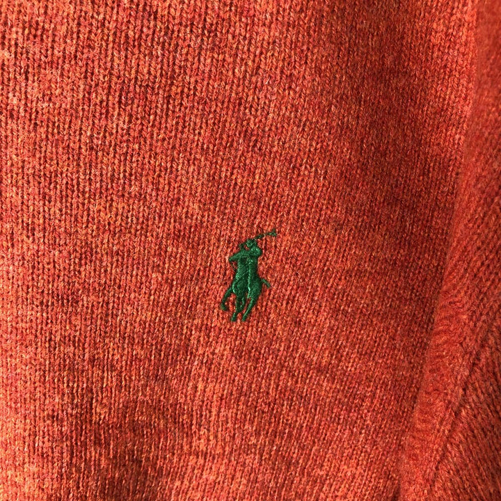 Ralph Lauren POLO by Ralph Lauren V-neck lambswool knit sweater, men's size XL Lamb wool orange type Vintage Second Hand