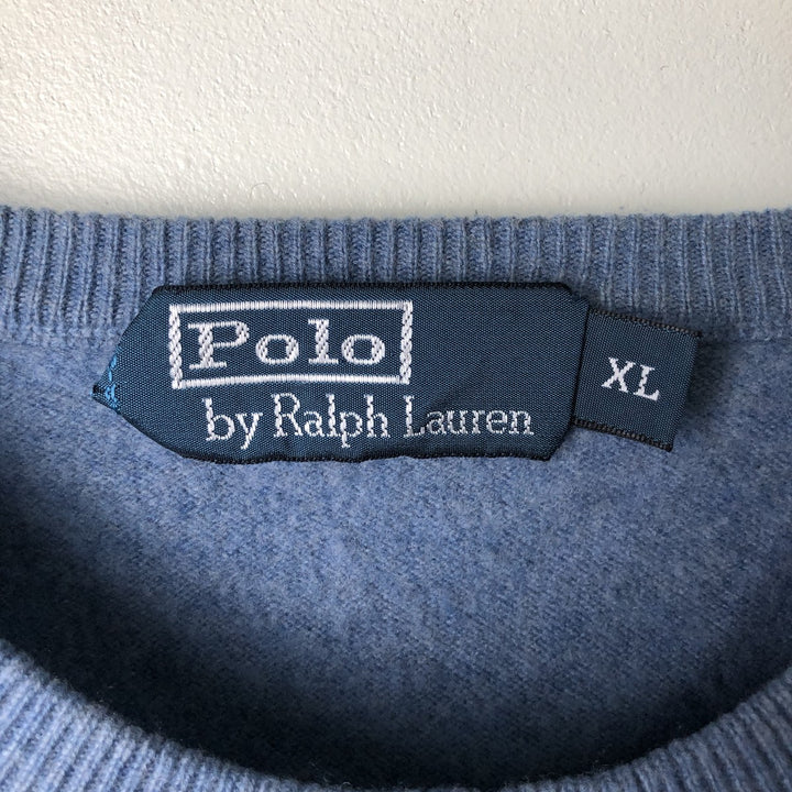 Ralph Lauren Polo by Ralph Lauren Merino Wool Knit Sweater, Men's XL Merino wool Blue type light blue Vintage Second Hand