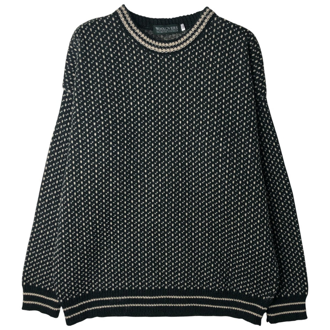Vintage 90'S WOOLOVERS Birdseye Pattern Wool Knit Sweater, Made in England, Men's Size XL wool Green type dark green Vintage Second Hand