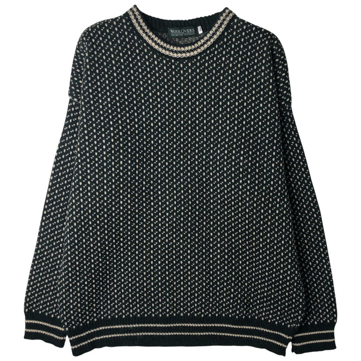 Vintage 90'S WOOLOVERS Birdseye Pattern Wool Knit Sweater, Made in England, Men's Size XL wool Green type dark green Vintage Second Hand