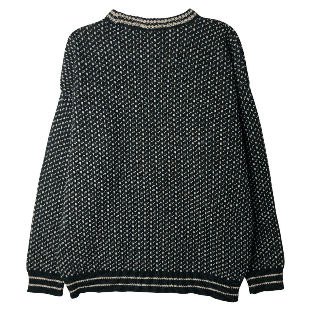 Vintage 90'S WOOLOVERS Birdseye Pattern Wool Knit Sweater, Made in England, Men's Size XL wool Green type dark green Vintage Second Hand