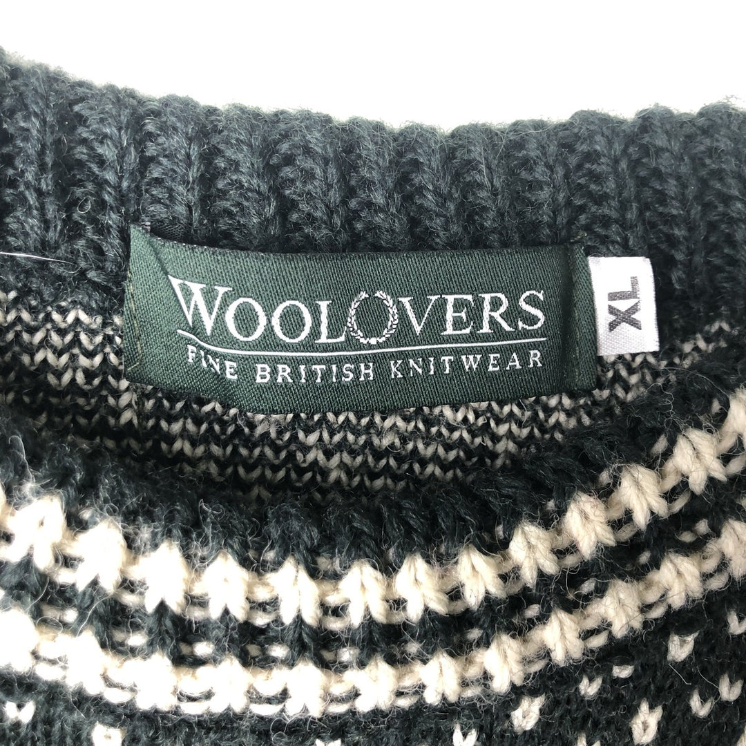 Vintage 90'S WOOLOVERS Birdseye Pattern Wool Knit Sweater, Made in England, Men's Size XL wool Green type dark green Vintage Second Hand