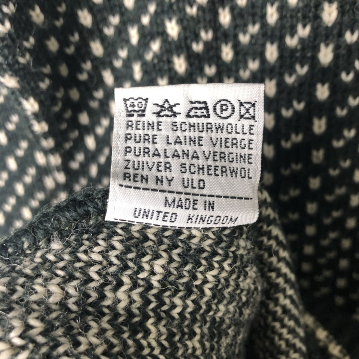 Vintage 90'S WOOLOVERS Birdseye Pattern Wool Knit Sweater, Made in England, Men's Size XL wool Green type dark green Vintage Second Hand