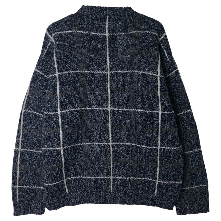 90s-00'S Eddie Bauer all-over print wool knit sweater, men's size L, vintage wool gray type Vintage Second Hand