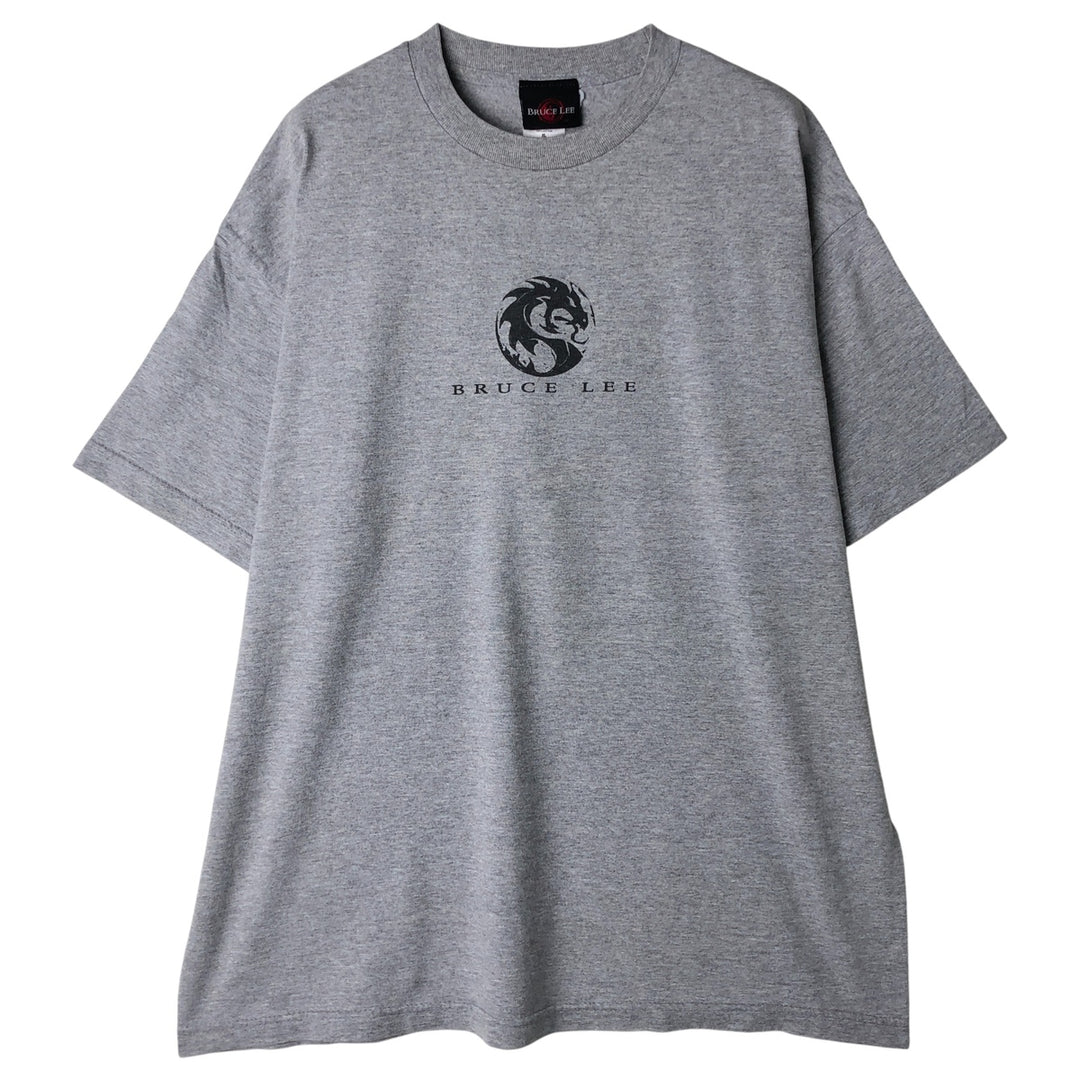 00'S BRUCE LEE Bruce Lee Great Figure T-shirt Men's XL cotton gray type Vintage Second Hand