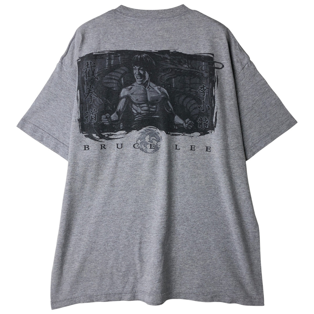 00'S BRUCE LEE Bruce Lee Great Figure T-shirt Men's XL cotton gray type Vintage Second Hand