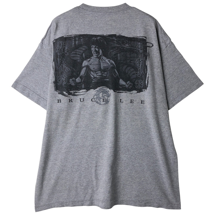 00'S BRUCE LEE Bruce Lee Great Figure T-shirt Men's XL cotton gray type Vintage Second Hand