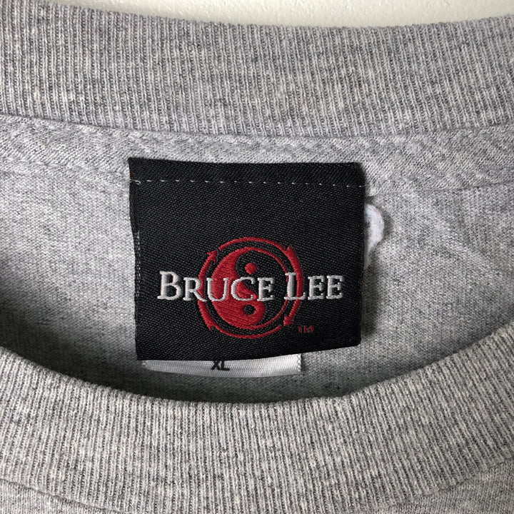 00'S BRUCE LEE Bruce Lee Great Figure T-shirt Men's XL cotton gray type Vintage Second Hand