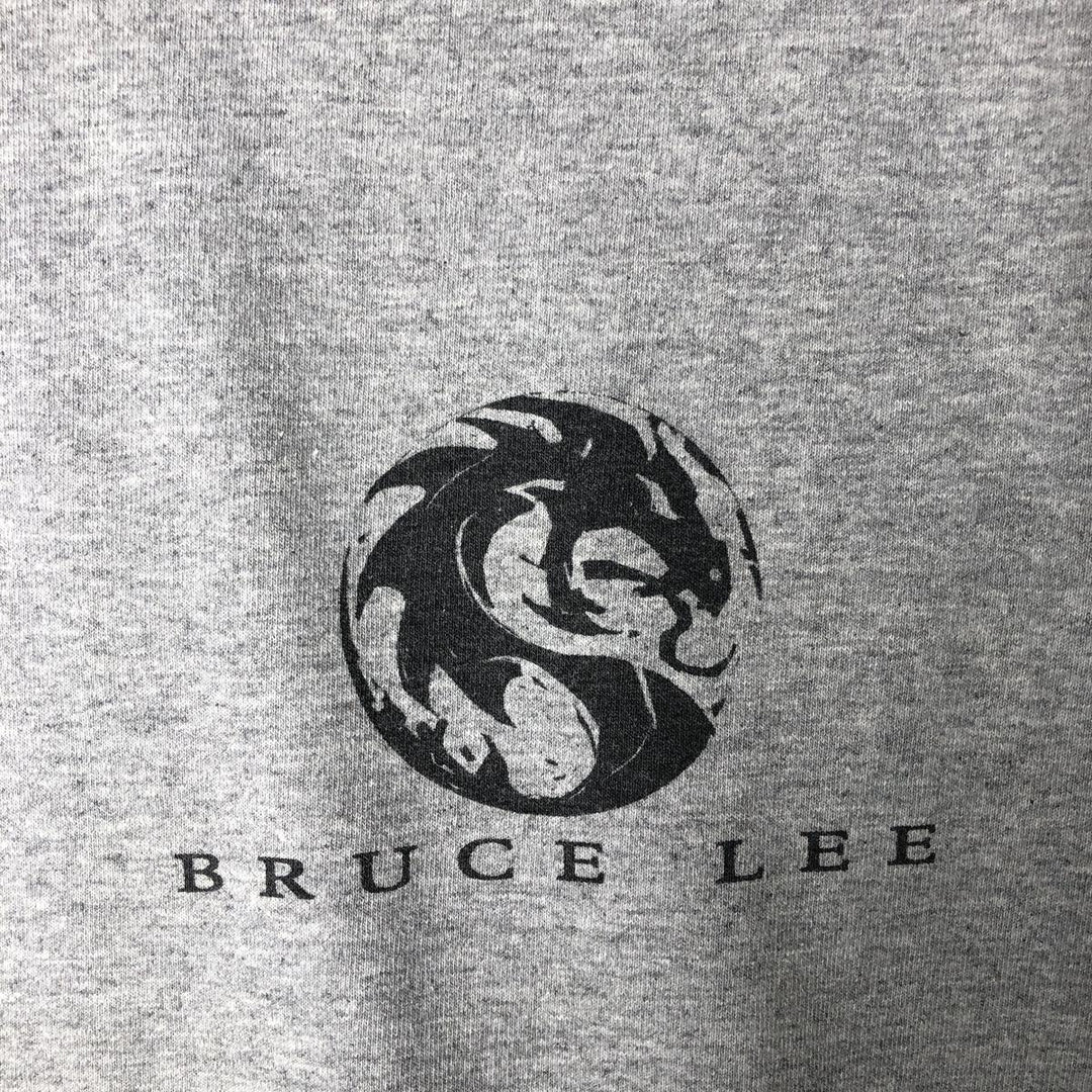 00'S BRUCE LEE Bruce Lee Great Figure T-shirt Men's XL cotton gray type Vintage Second Hand