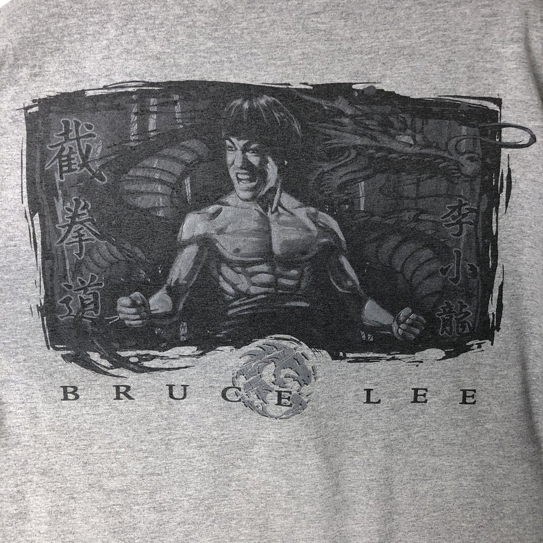 00'S BRUCE LEE Bruce Lee Great Figure T-shirt Men's XL cotton gray type Vintage Second Hand