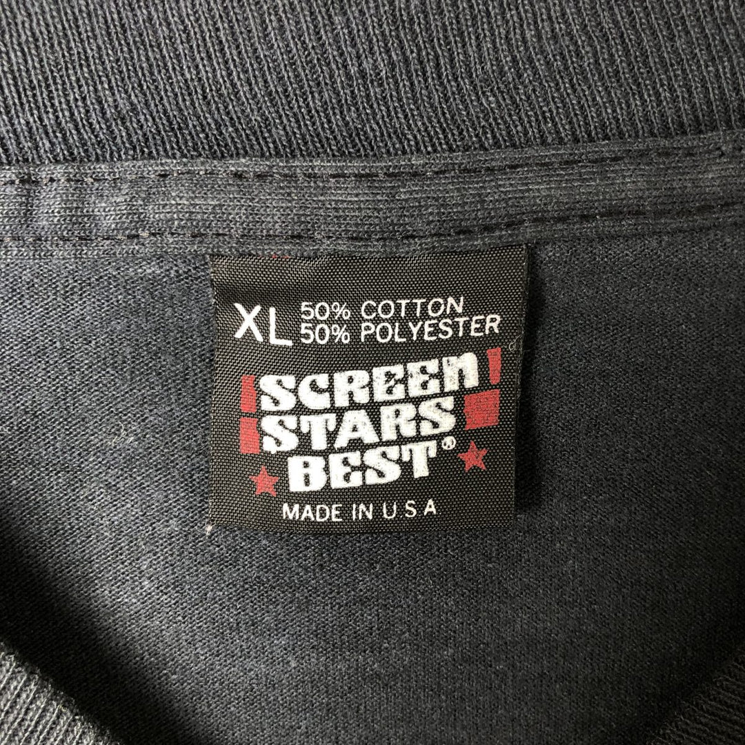 90'S SCREEN STARS Message Print T-Shirt Made in USA Men's XL Vintage cotton Charcoal Vintage Second Hand
