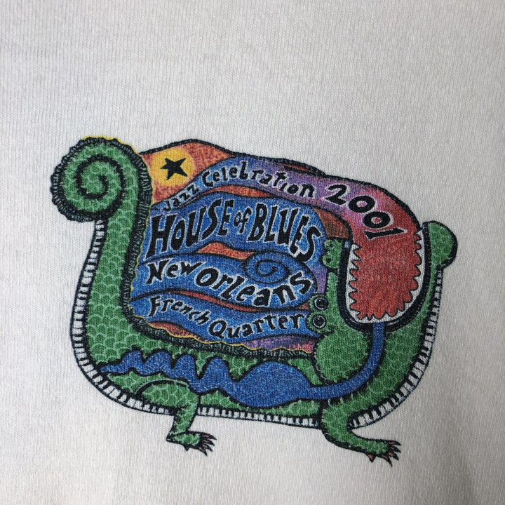 Vintage 90'S House of Blues band T-shirt, Made in USA, Men's XXL cotton white type Vintage Second Hand