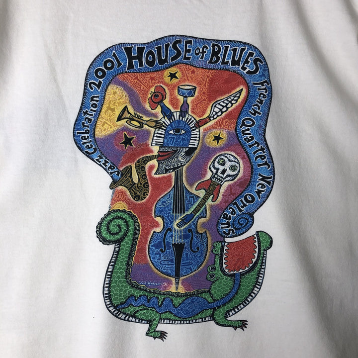 Vintage 90'S House of Blues band T-shirt, Made in USA, Men's XXL cotton white type Vintage Second Hand