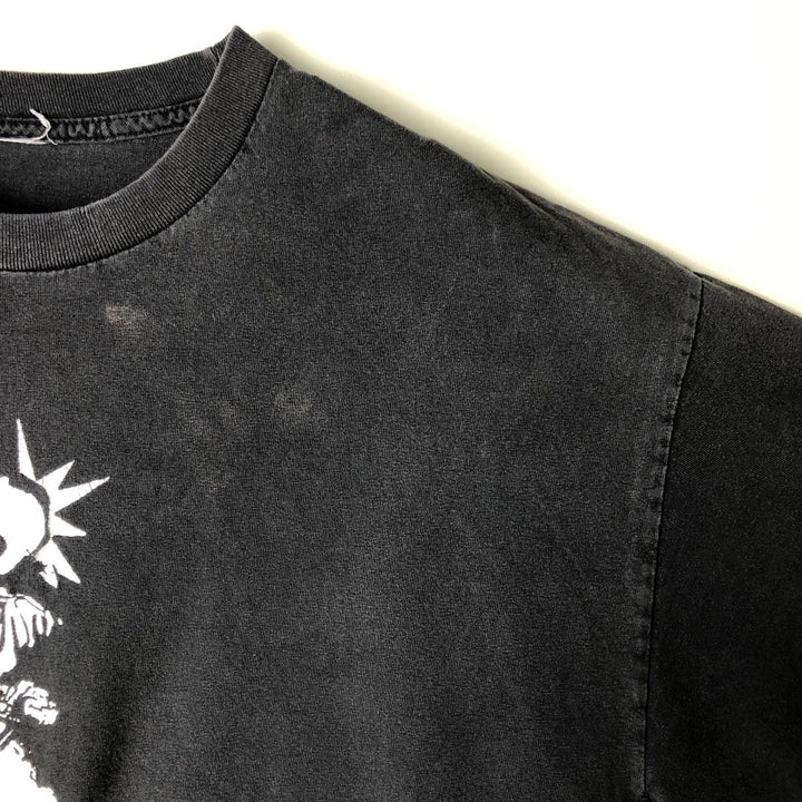 Skull Pattern Print T-shirt, Men's Size L unclear Charcoal Vintage Second Hand