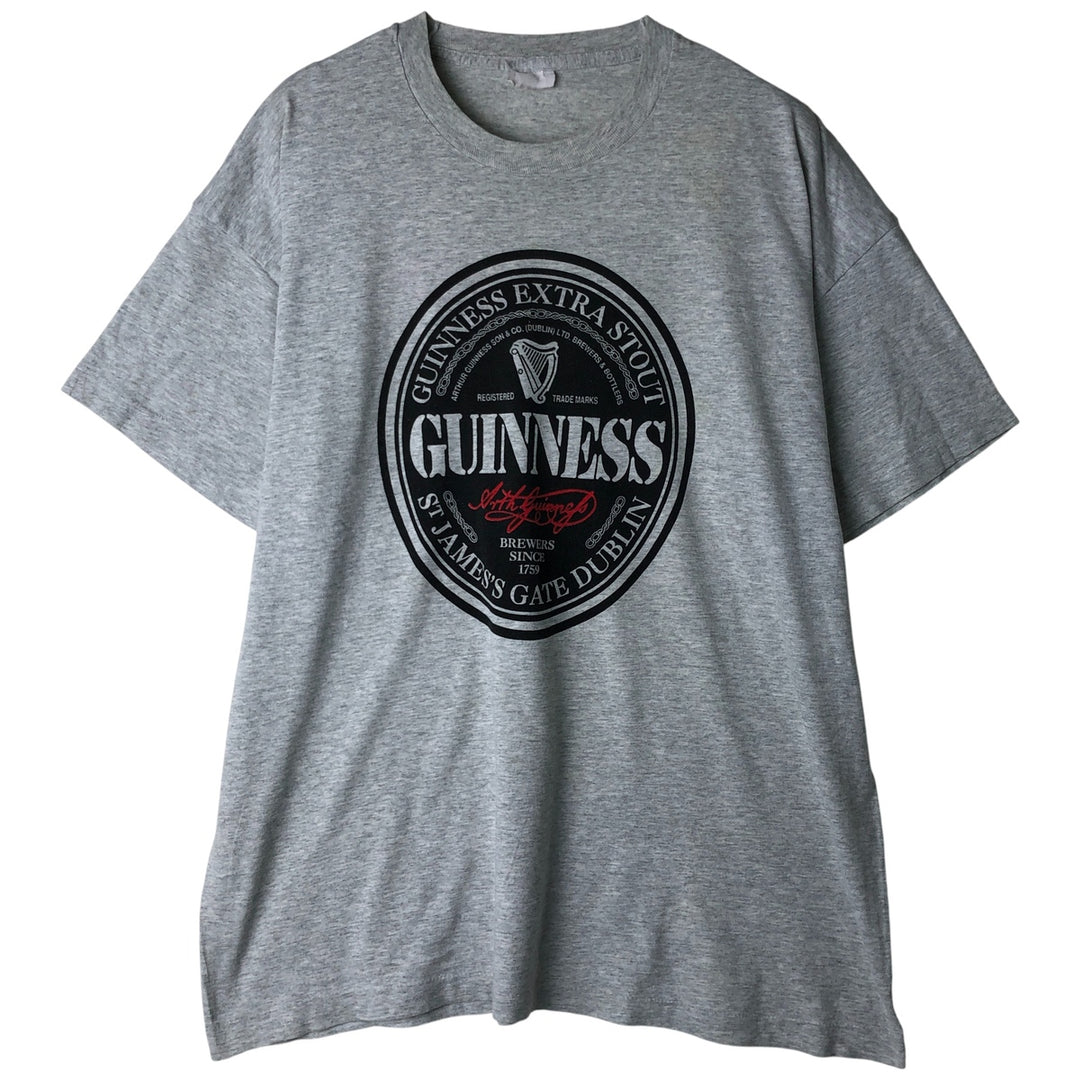 90'S GUINNESS Advertising T-shirt, Men's Size L unclear gray type Vintage Second Hand