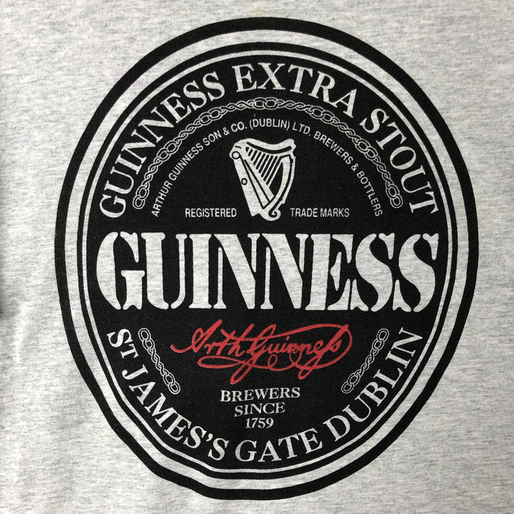 90'S GUINNESS Advertising T-shirt, Men's Size L unclear gray type Vintage Second Hand
