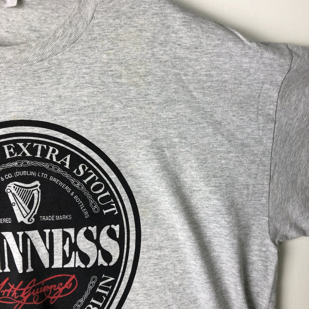 90'S GUINNESS Advertising T-shirt, Men's Size L unclear gray type Vintage Second Hand