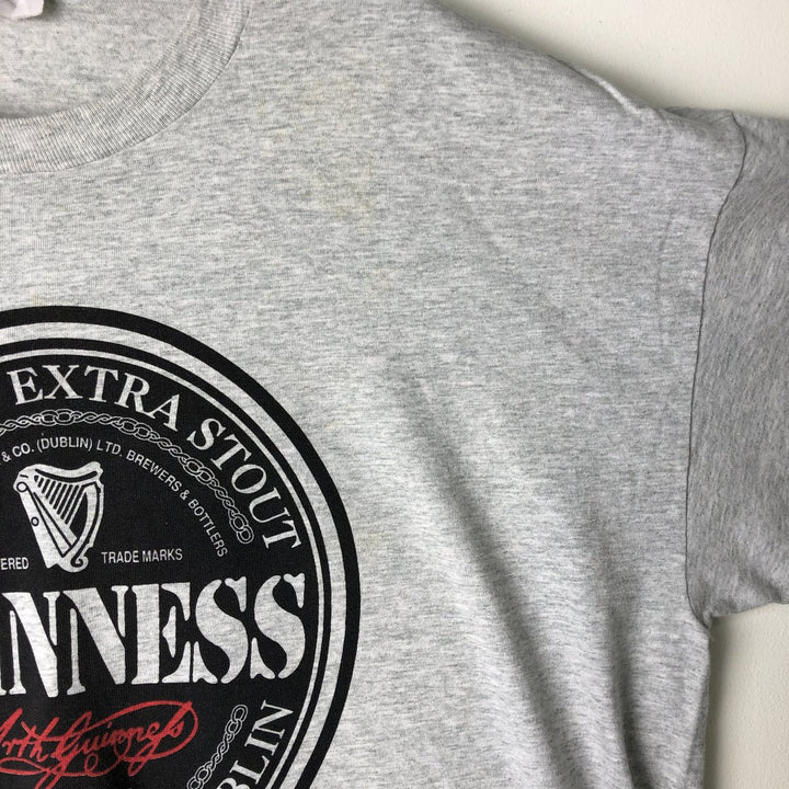 90'S GUINNESS Advertising T-shirt, Men's Size L unclear gray type Vintage Second Hand