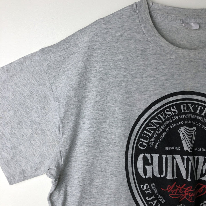90'S GUINNESS Advertising T-shirt, Men's Size L unclear gray type Vintage Second Hand