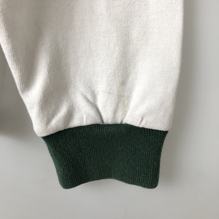 BARBARIAN Border Pattern Hooded Long Sleeve Rugby Shirt, Made in Canada, Men's Size XL cotton green type Vintage Second Hand