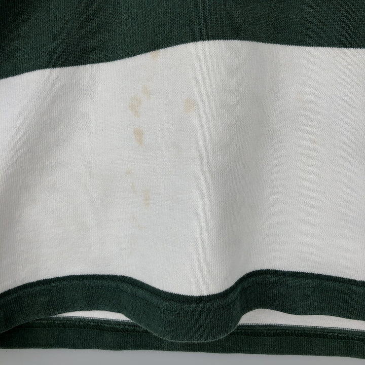 BARBARIAN Border Pattern Hooded Long Sleeve Rugby Shirt, Made in Canada, Men's Size XL cotton green type Vintage Second Hand