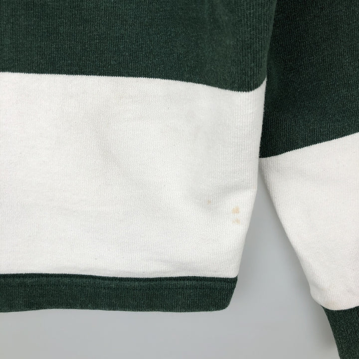 BARBARIAN Border Pattern Hooded Long Sleeve Rugby Shirt, Made in Canada, Men's Size XL cotton green type Vintage Second Hand