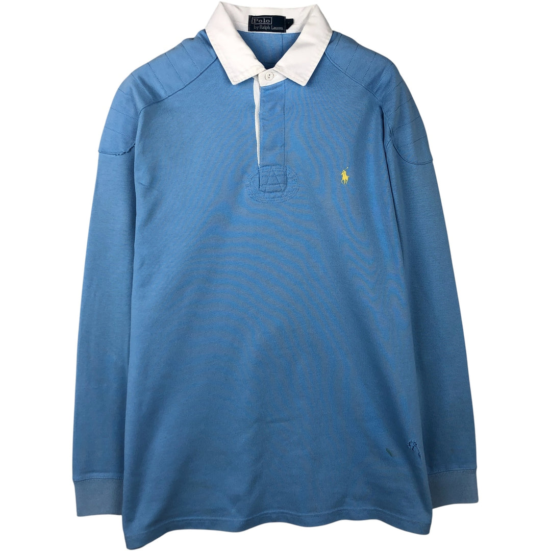 Ralph Lauren POLO by Ralph Lauren long sleeve rugby shirt, men's size L cotton Blue type light blue Vintage Second Hand