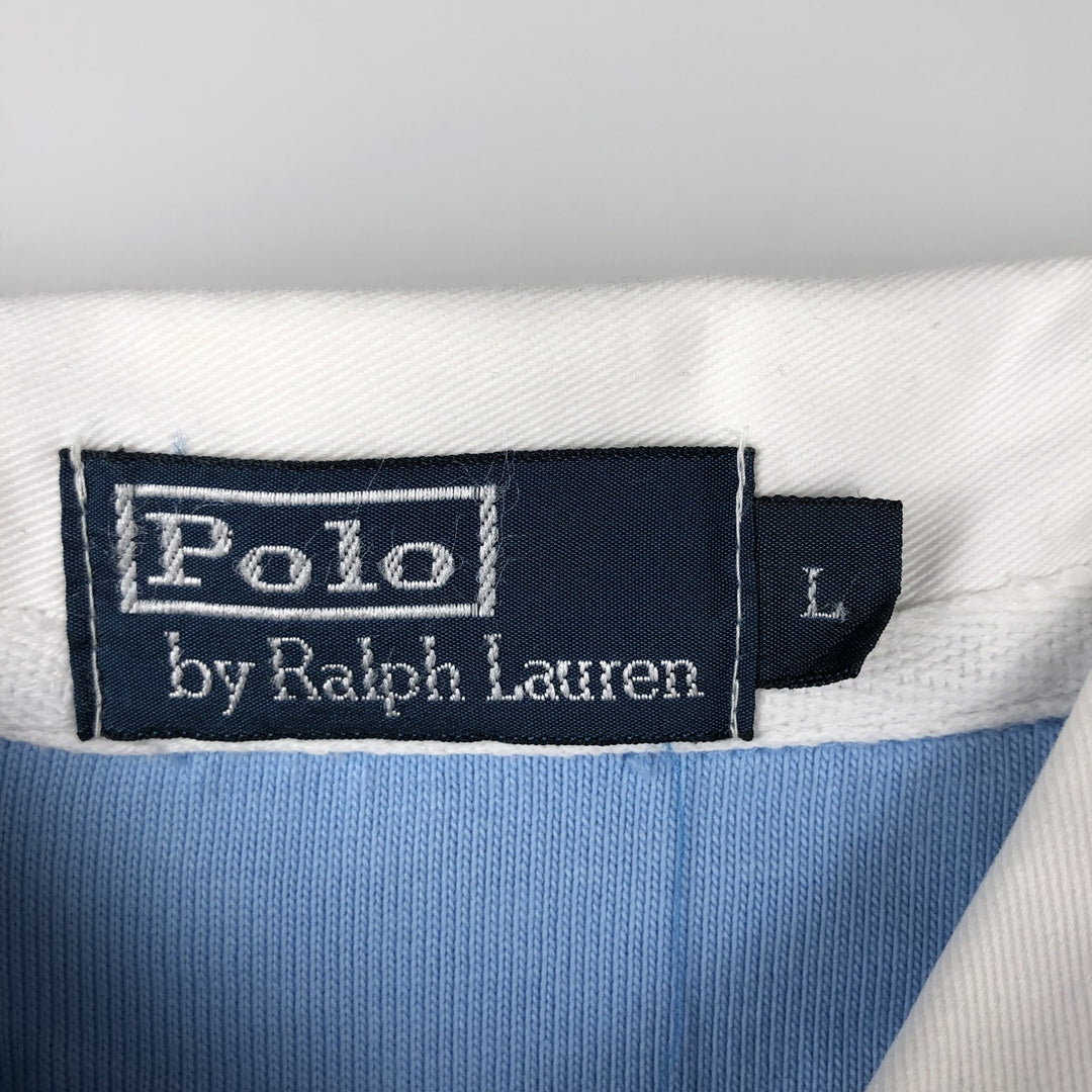 Ralph Lauren POLO by Ralph Lauren long sleeve rugby shirt, men's size L cotton Blue type light blue Vintage Second Hand