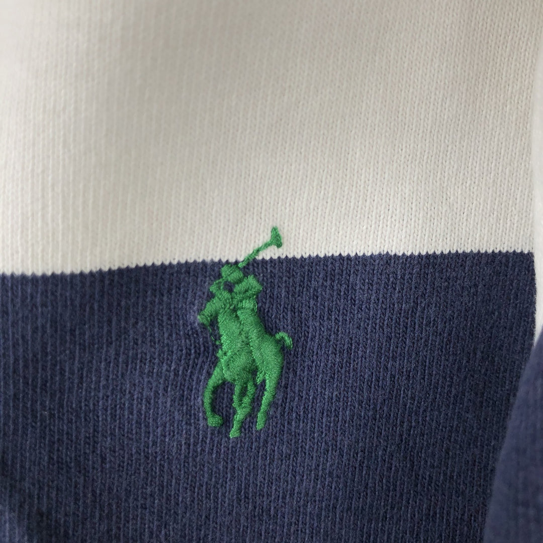 Ralph Lauren POLO by Ralph Lauren CUSTOM FIT Border Pattern Long Sleeve Rugby Shirt Men's XL cotton white type Vintage Second Hand