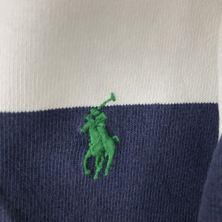 Ralph Lauren POLO by Ralph Lauren CUSTOM FIT Border Pattern Long Sleeve Rugby Shirt Men's XL cotton white type Vintage Second Hand
