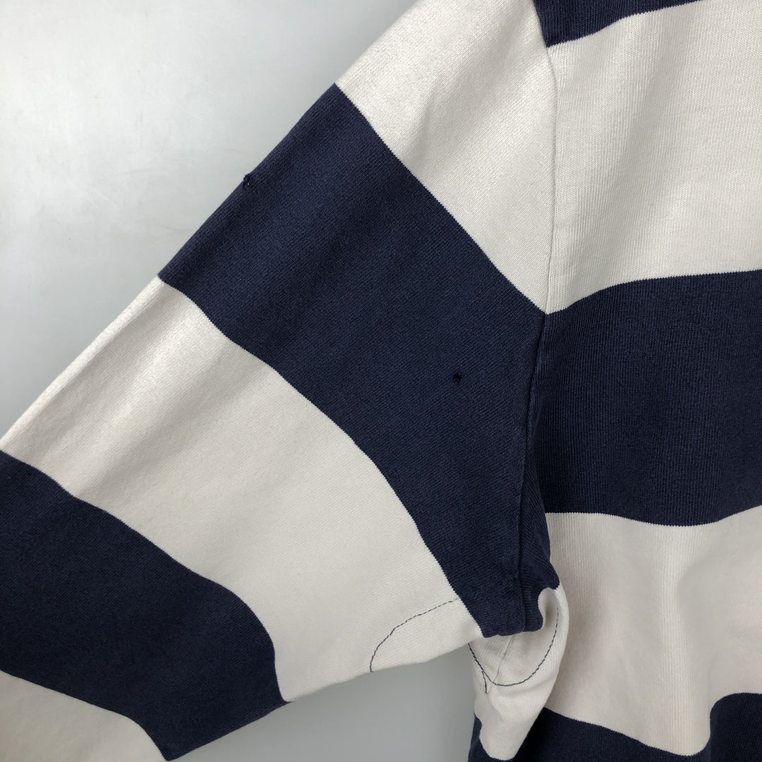 Ralph Lauren POLO by Ralph Lauren CUSTOM FIT Border Pattern Long Sleeve Rugby Shirt Men's XL cotton white type Vintage Second Hand
