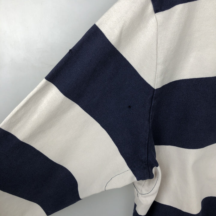 Ralph Lauren POLO by Ralph Lauren CUSTOM FIT Border Pattern Long Sleeve Rugby Shirt Men's XL cotton white type Vintage Second Hand