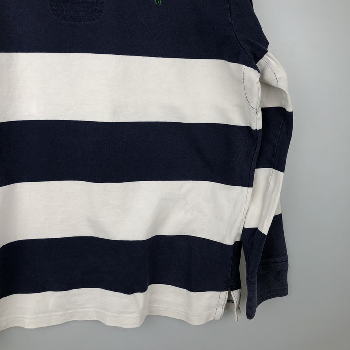 Ralph Lauren POLO by Ralph Lauren CUSTOM FIT Border Pattern Long Sleeve Rugby Shirt Men's XL cotton white type Vintage Second Hand