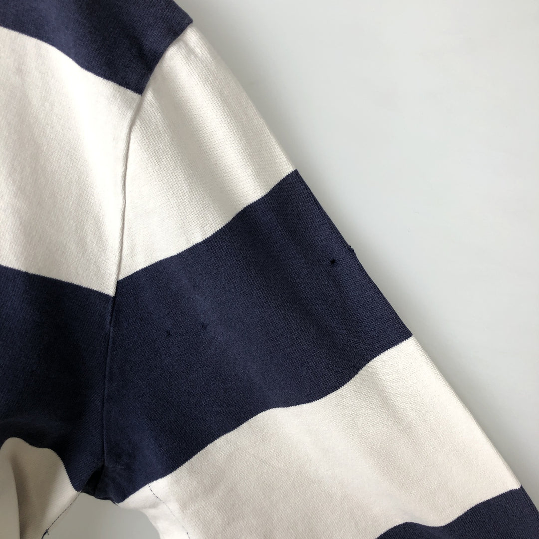 Ralph Lauren POLO by Ralph Lauren CUSTOM FIT Border Pattern Long Sleeve Rugby Shirt Men's XL cotton white type Vintage Second Hand