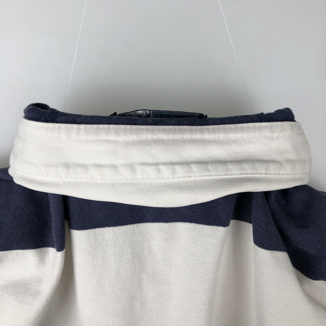 Ralph Lauren POLO by Ralph Lauren CUSTOM FIT Border Pattern Long Sleeve Rugby Shirt Men's XL cotton white type Vintage Second Hand