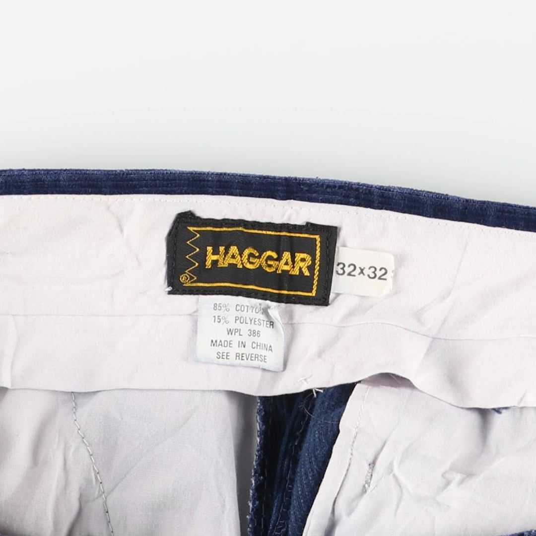 Vintage 70s-80'S Haggar corduroy pants, men's size W32 cotton navy blue type Vintage Second Hand